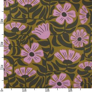 Canvas Stoff Blumenranken siebziger Jahre, goldkiwi