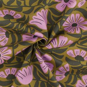 Canvas Stoff Blumenranken siebziger Jahre, goldkiwi