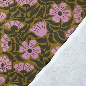Canvas Stoff Blumenranken siebziger Jahre, goldkiwi