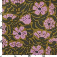 Canvas Stoff Blumenranken siebziger Jahre, goldkiwi