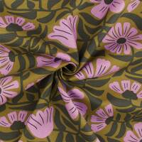 Canvas Stoff Blumenranken siebziger Jahre, goldkiwi