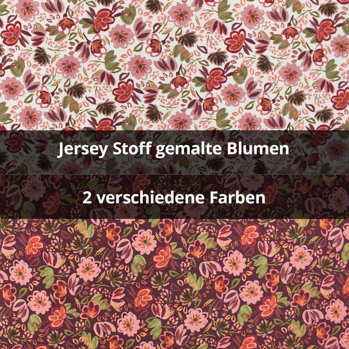 Jersey Stoff gemalte Blumen