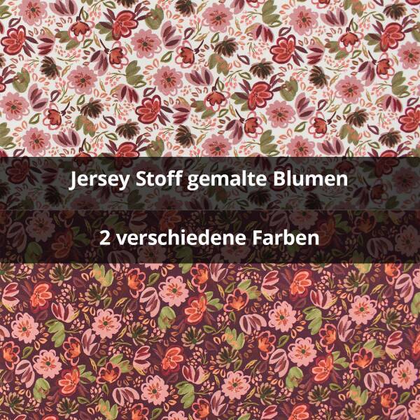 Jersey Stoff gemalte Blumen