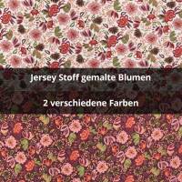 Jersey Stoff gemalte Blumen
