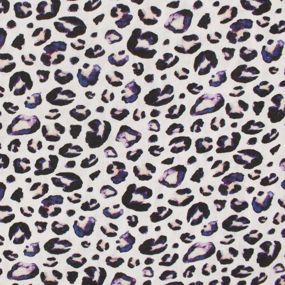 Musselin Stoff Leoprint, Double Gauze, weiß