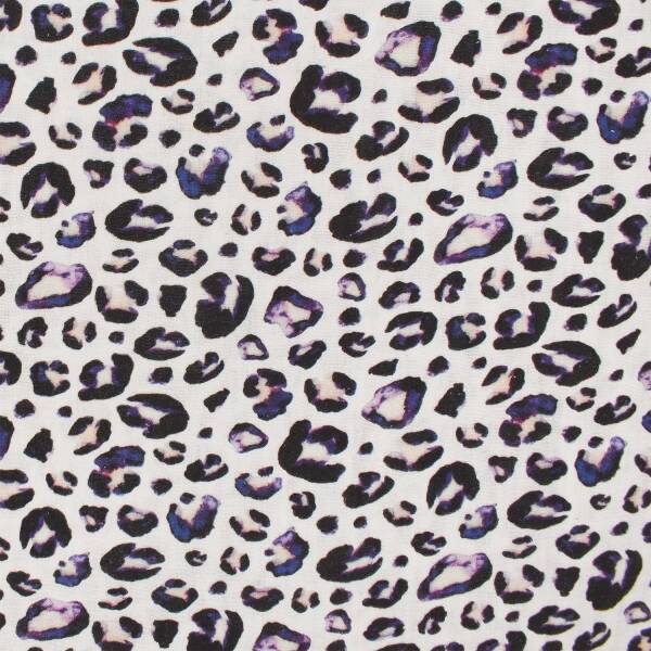 Musselin Stoff Leoprint, Double Gauze, weiß