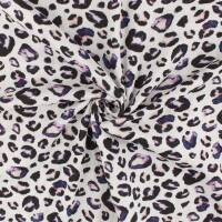 Musselin Stoff Leoprint, Double Gauze, weiß