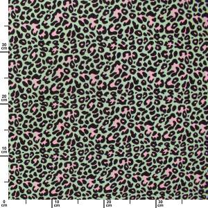 Musselin Stoff Leoprint, Double Gauze, mint/rosa