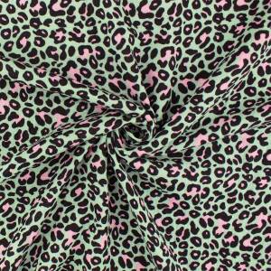 Musselin Stoff Leoprint, Double Gauze, mint/rosa