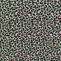 Musselin Stoff Leoprint, Double Gauze, mint/rosa