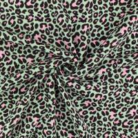 Musselin Stoff Leoprint, Double Gauze, mint/rosa