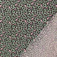 Musselin Stoff Leoprint, Double Gauze, mint/rosa