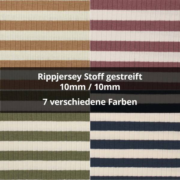 Rippjersey Stoff gestreift, 10mm/10mm