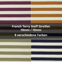 French Terry Stoff Streifen, ungeraut, 10mm/10mm