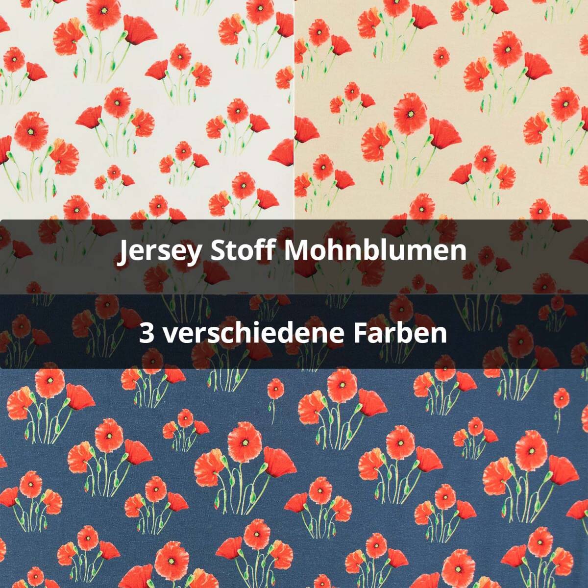 Jersey Stoff Mohnblumen box