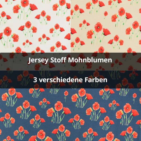 Jersey Stoff Mohnblumen