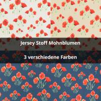 Jersey Stoff Mohnblumen