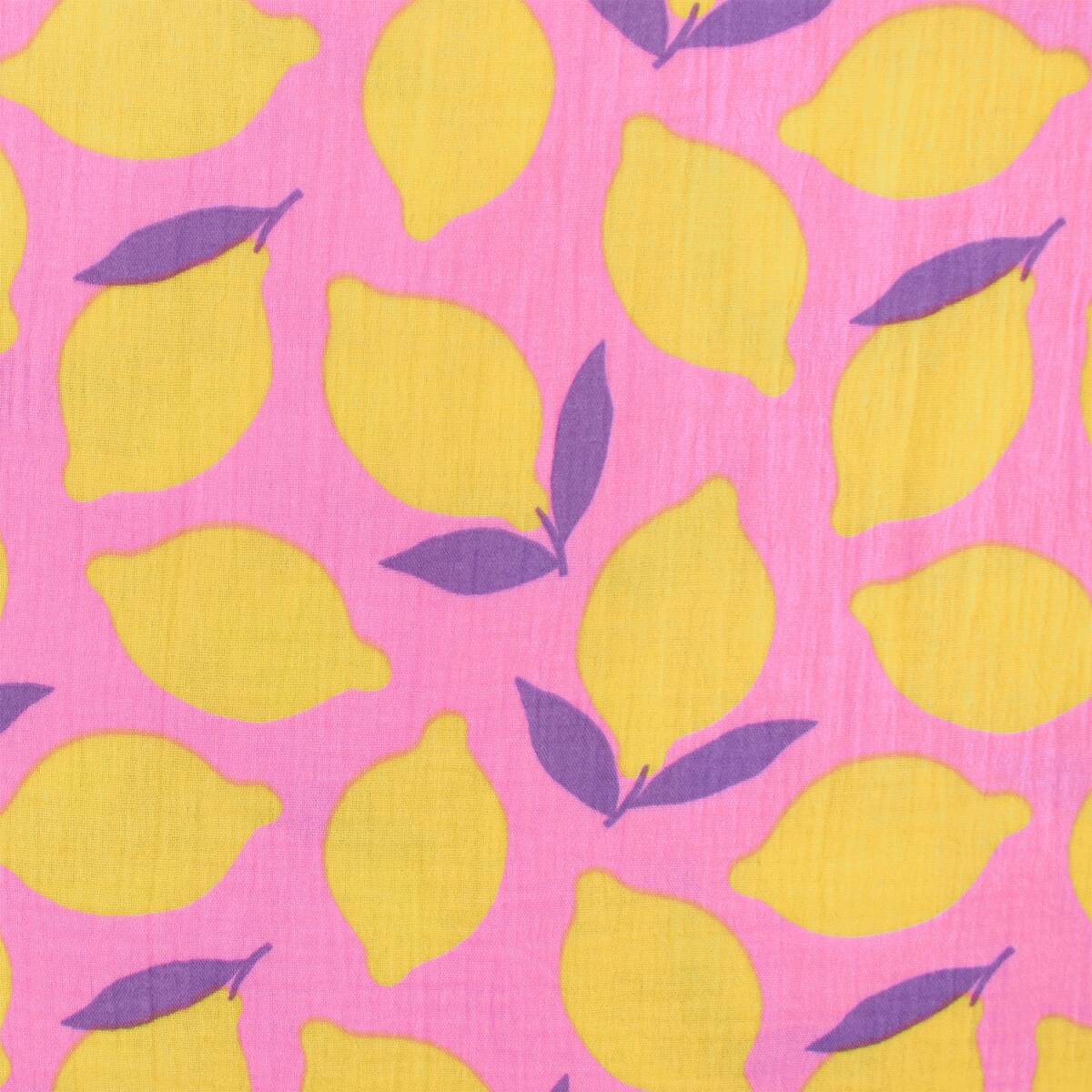 Musselin Stoff Zitronen, Double Gauze, pink
