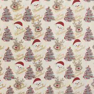 Baumwollstoff Popeline Merry Chritmas, natur