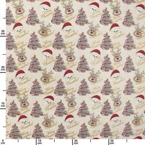 Baumwollstoff Popeline Merry Chritmas, natur