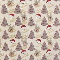 Baumwollstoff Popeline Merry Chritmas, natur