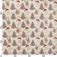 Baumwollstoff Popeline Merry Chritmas, natur
