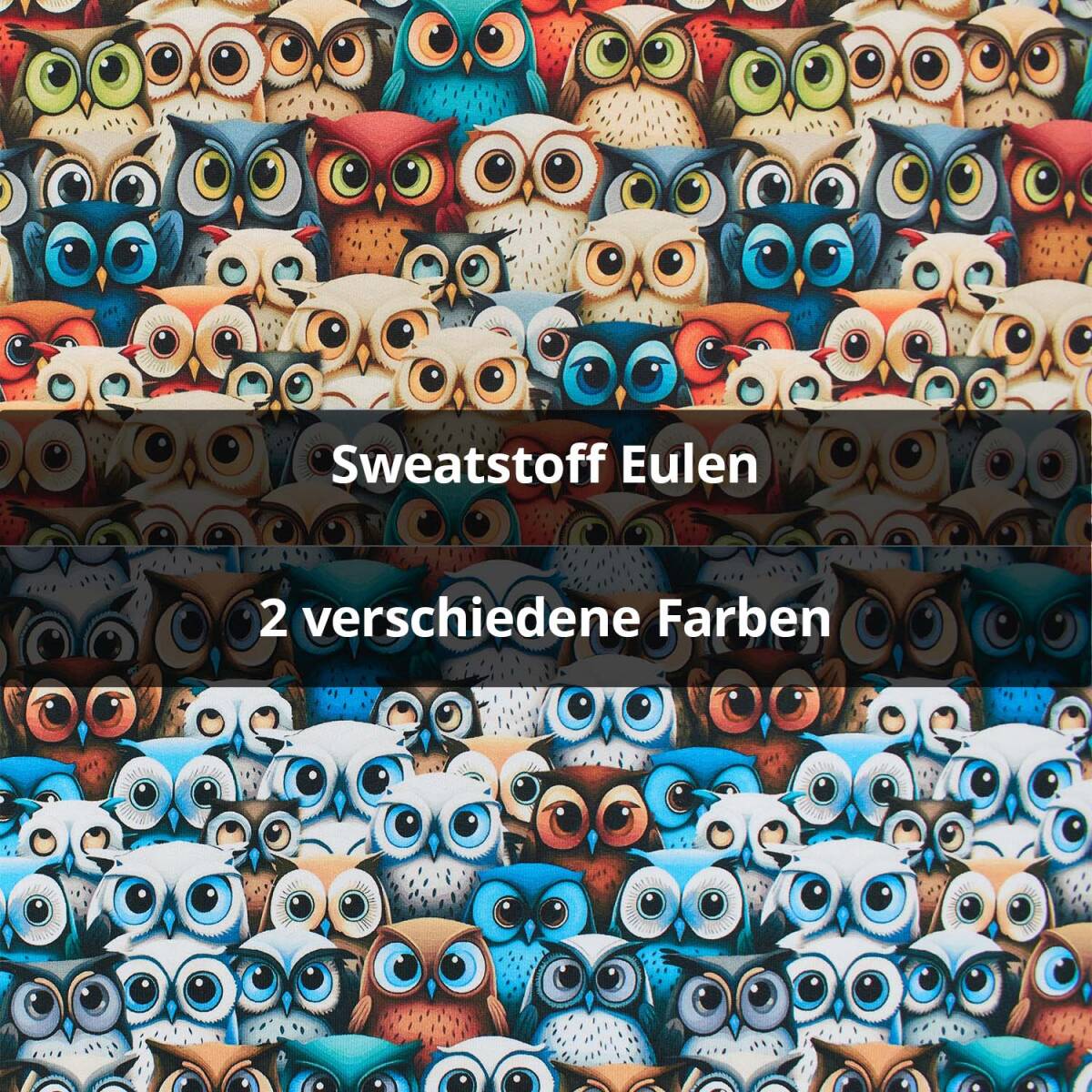 Sweatstoff Eulen, angeraut