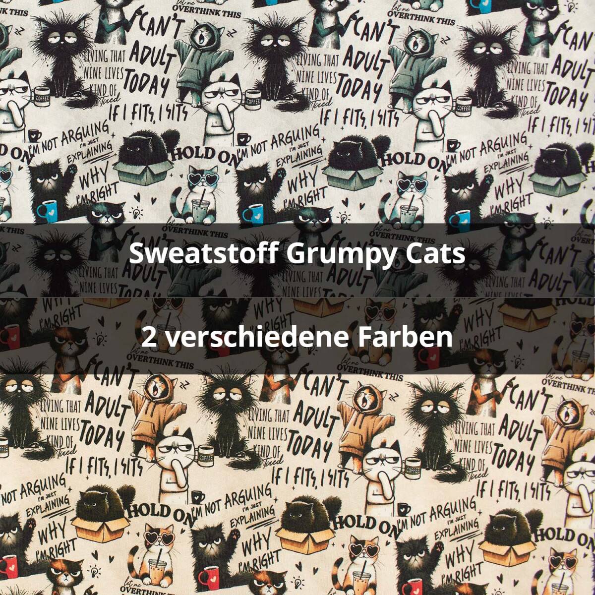 Sweatstoff Grumpy Cats, angeraut