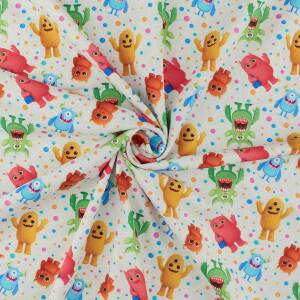Jersey Stoff lustige Monster, hellbeige