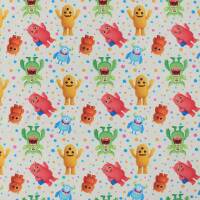 Jersey Stoff lustige Monster, hellbeige