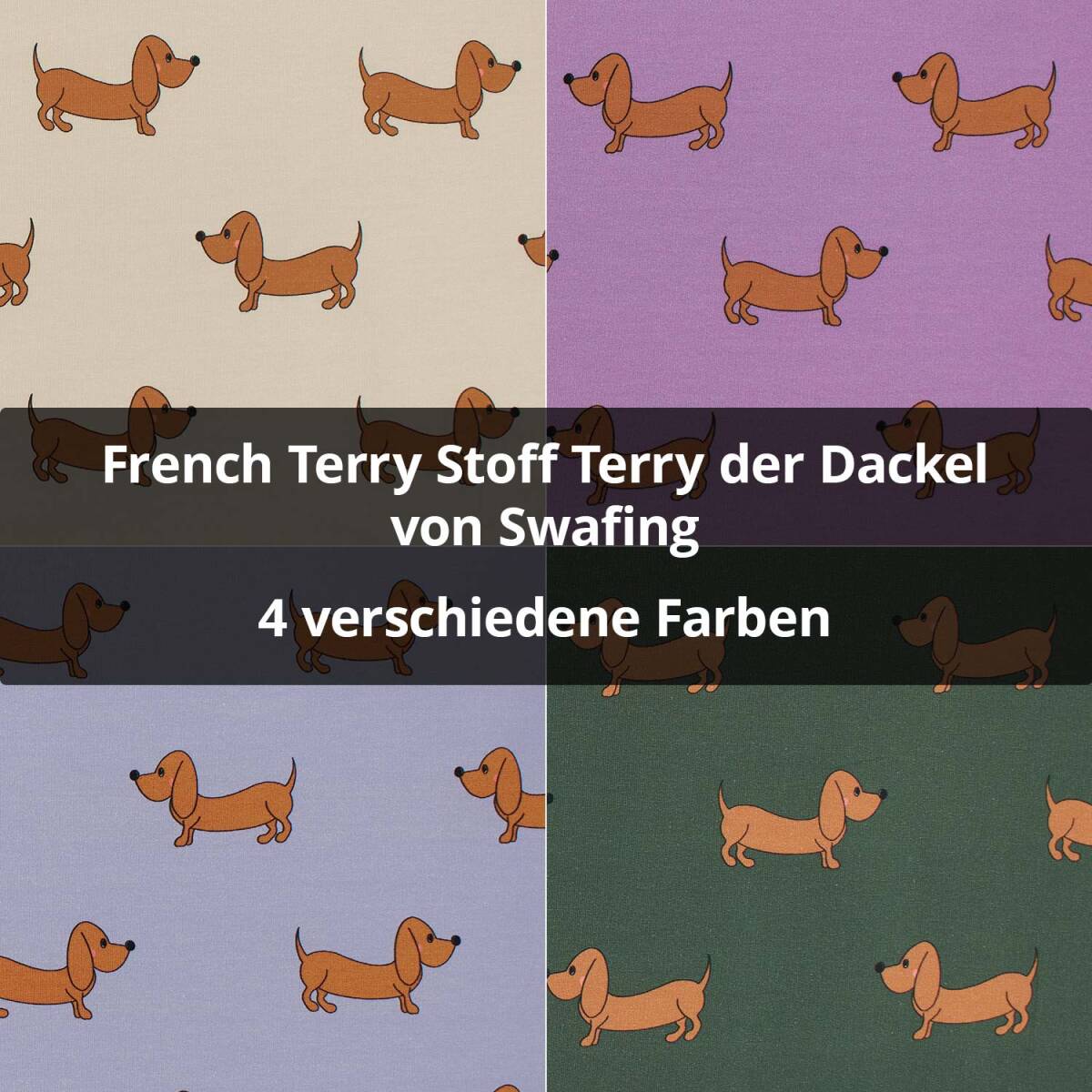 French Terry Stoff Terry der Dackel, ung box