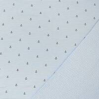Jersey Stoff Streifen und Anker, hellblau