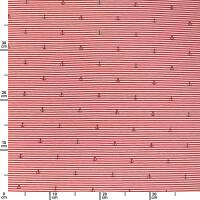 Jersey Stoff Streifen und Anker, rot