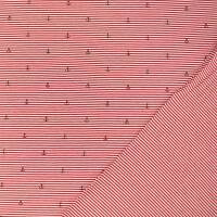Jersey Stoff Streifen und Anker, rot