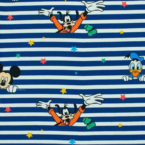 Jersey Disney Micky Maus, Donald, Goofy, Pluto, blau/weiss gestreift