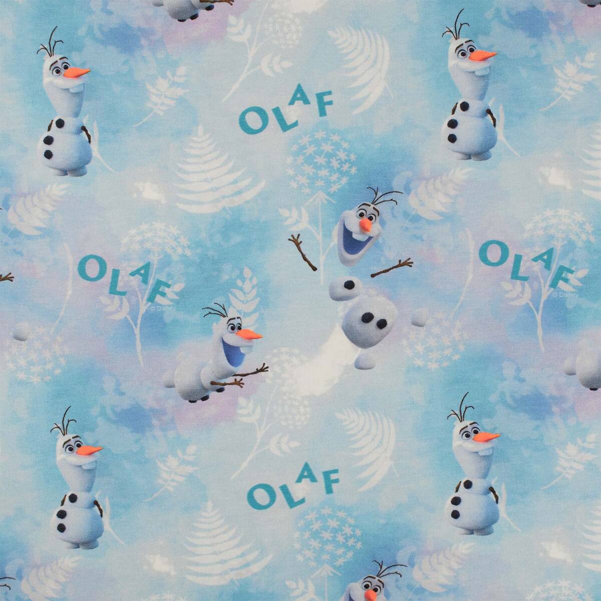 Jersey Stoff Disney Frozen, Olaf, weiß/hellblau