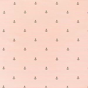 Jersey Stoff Streifen und Anker, rosa