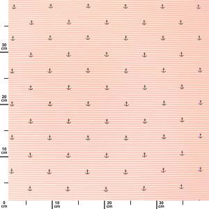 Jersey Stoff Streifen und Anker, rosa