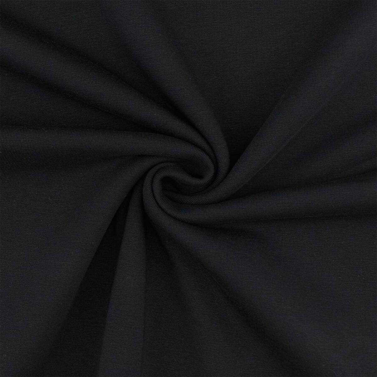 Sweatstoff Eike, angeraut, uni schwarz box