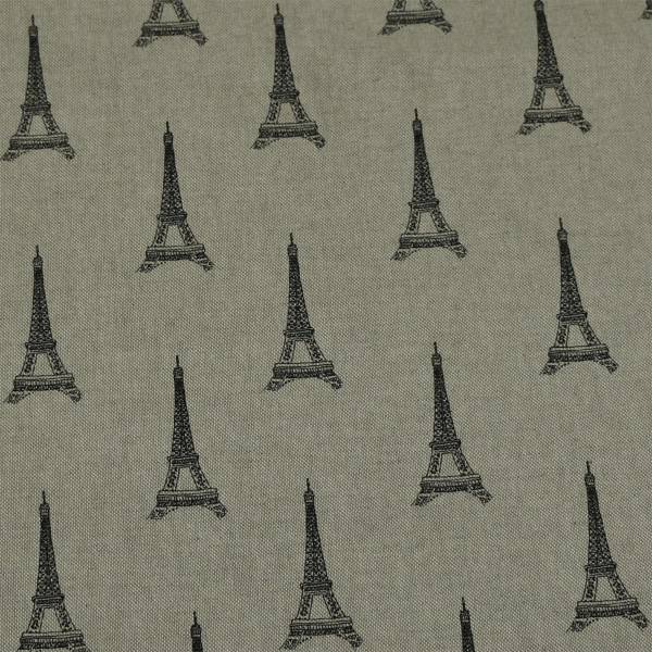 Dekostoff Emilia, Eiffelturm, Leinenoptik, beige