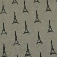 Halbpanama Stoff Emilia, Eiffelturm, Leinenoptik, beige