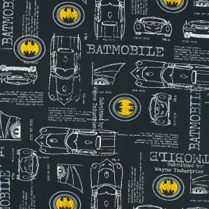 Jersey Stoff Batman, Batmobile, schwarz