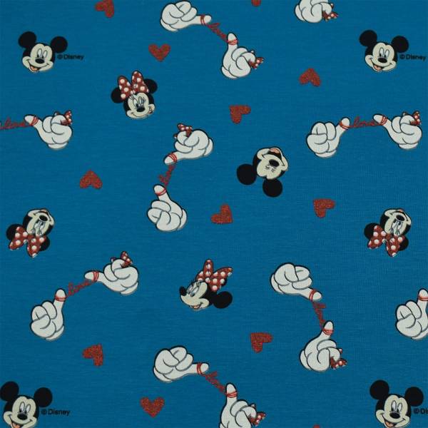 Jersey Disney Micky und Minnie Maus, Glitzereffekt, blau