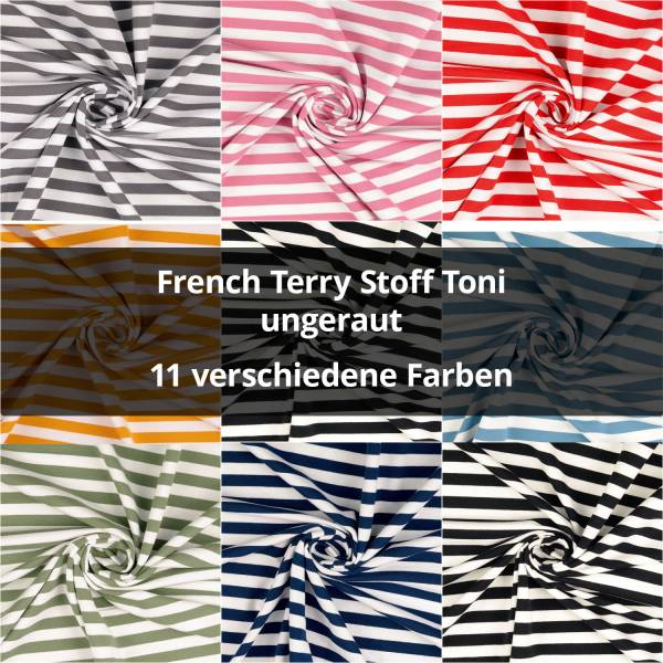  French Terry Stoff Toni, ungeraut, gestreift