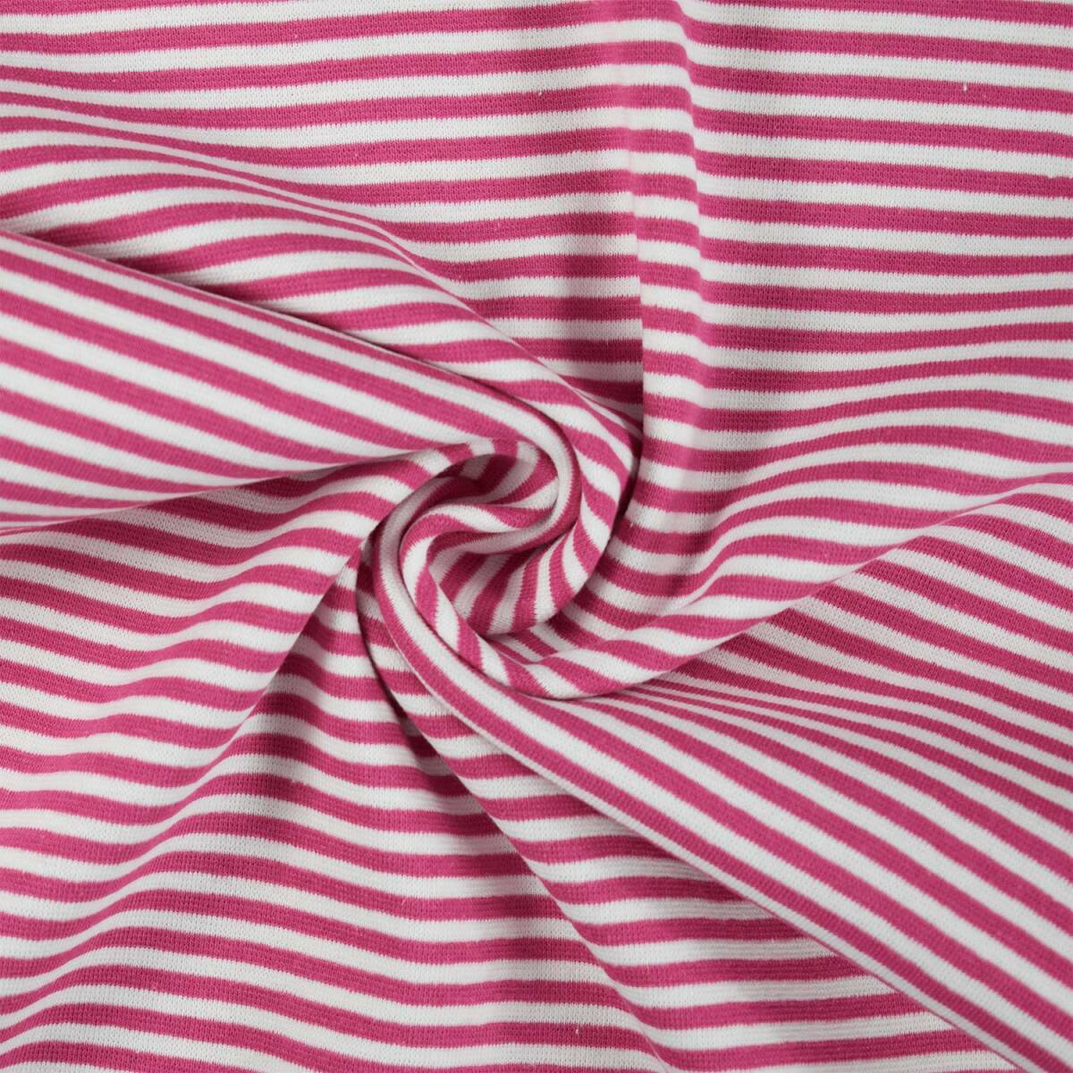 Ringelbündchen Lio, Streifen 4mm, pink/weiß