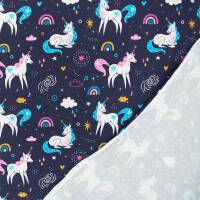 Jersey Stoff Einhorn, dunkelblau