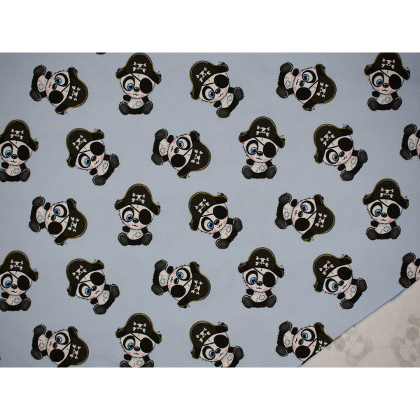 French Terry Pirat Panda, ungeraut, hellblau