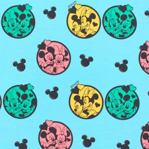 Jersey Stoff Disney Micky, Minnie Maus, t&uuml;rkis