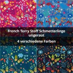  French Terry Stoff Schmetterlinge, ungeraut