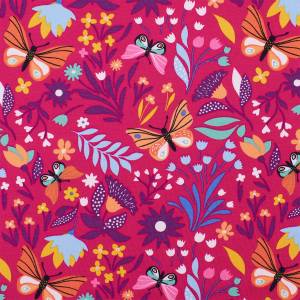 French Terry Schmetterlinge, ungeraut, pink